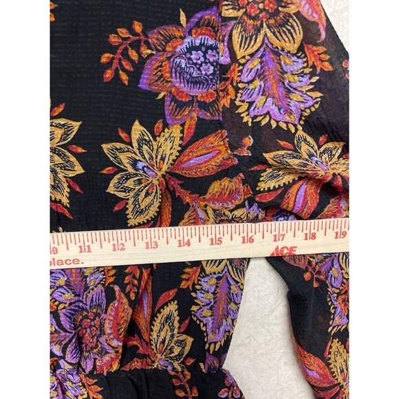 Vero Moda Women's Black Floral Long Sleeve V-Neck Short Dress Ruffle Size Small - Picture 5 of 6